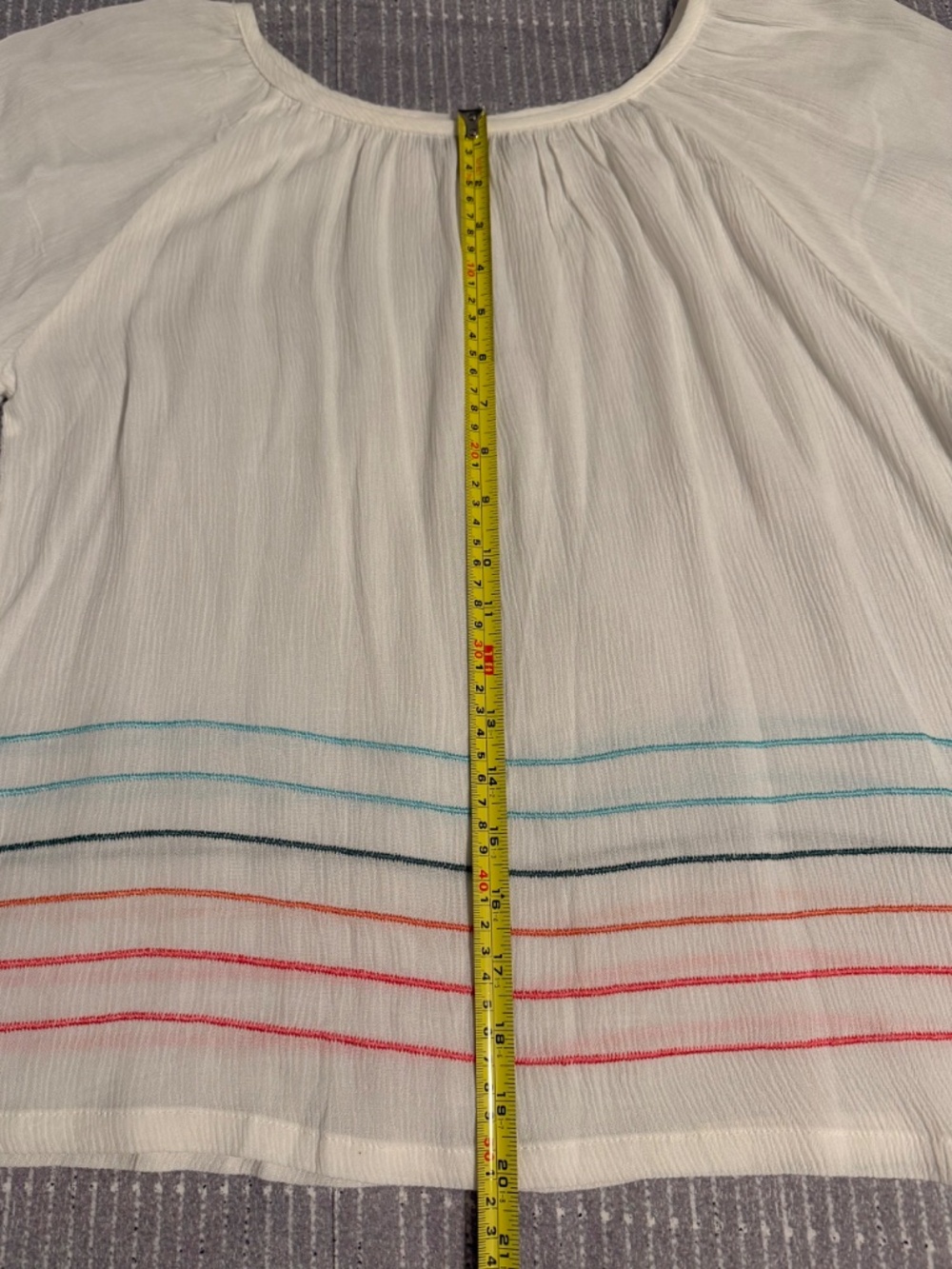 NWOT - Bobeau White Embroidered Stripe Rayon Blouse - XS - Picture 5 of 7